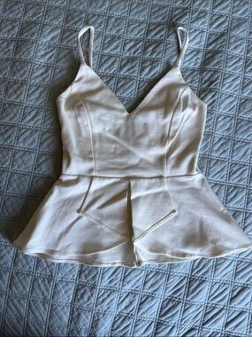 privy Ivory Peplum Spaghetti Strap Tank Top